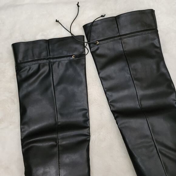 NEW Good American Black Carla Slouchy Over The Knee Tall Slouchy Heeled Boot - Picture 8 of 9